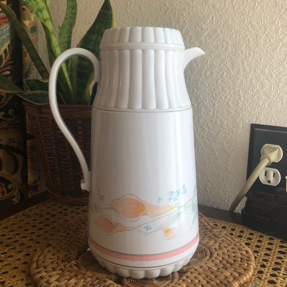 Vintage Interpur Calla Lily Floral Insulated Thermos Pitcher/Carafe - Picture 5 of 16